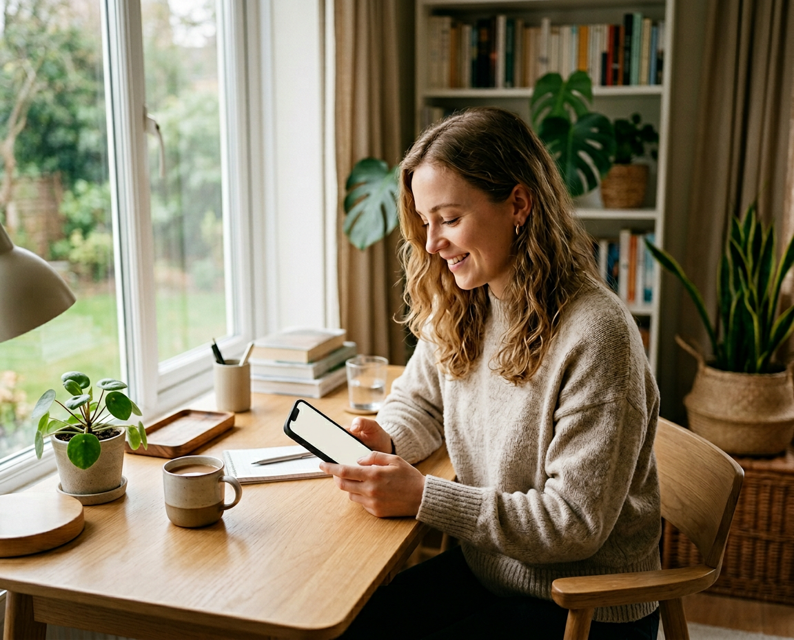 Person with ADHD using a routine list at home